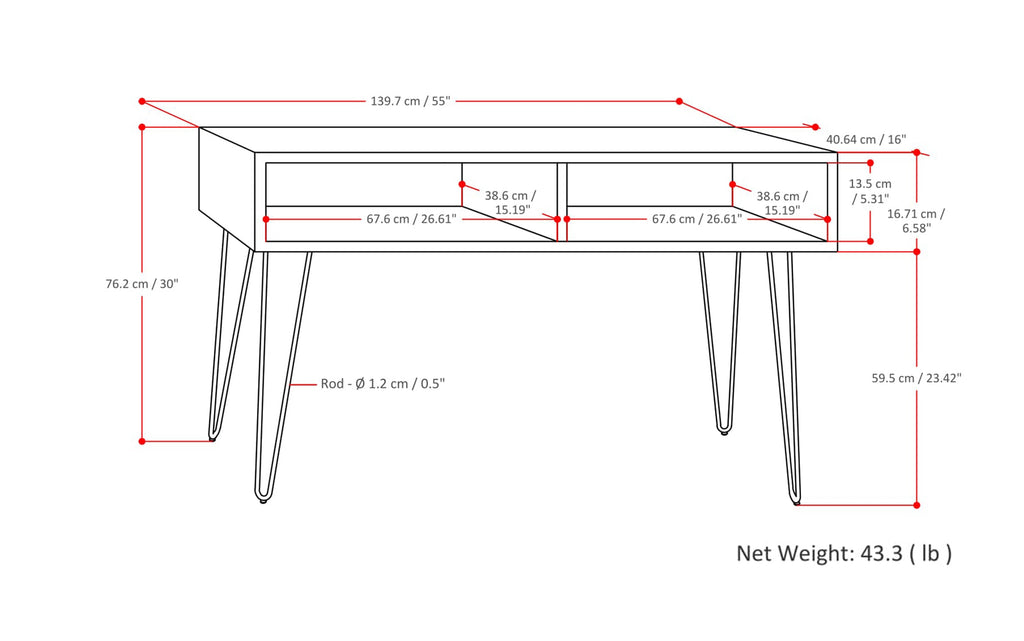 Hunter Console Sofa Table in Mango