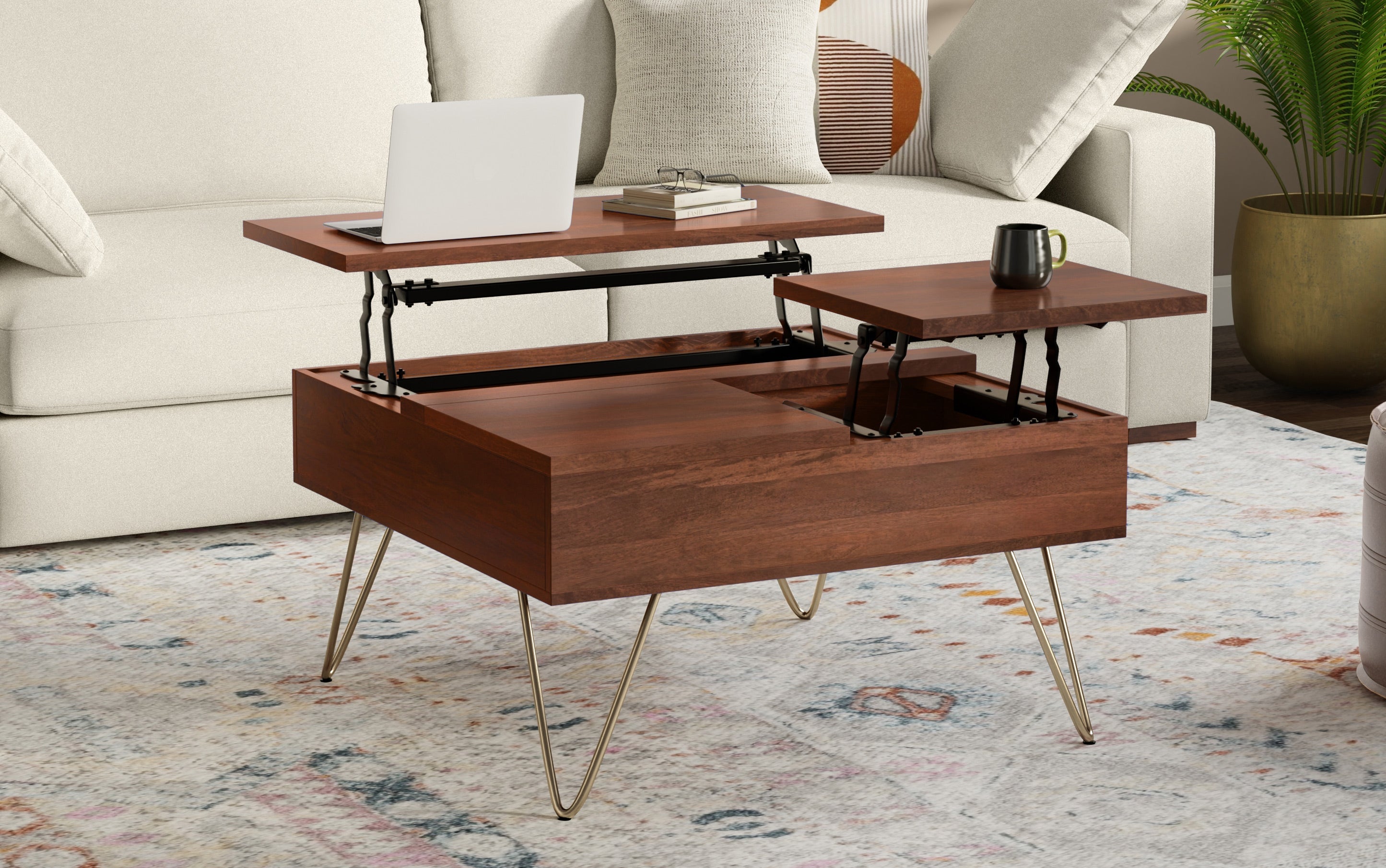 Hunter Lift Top Square Coffee Table in Mango