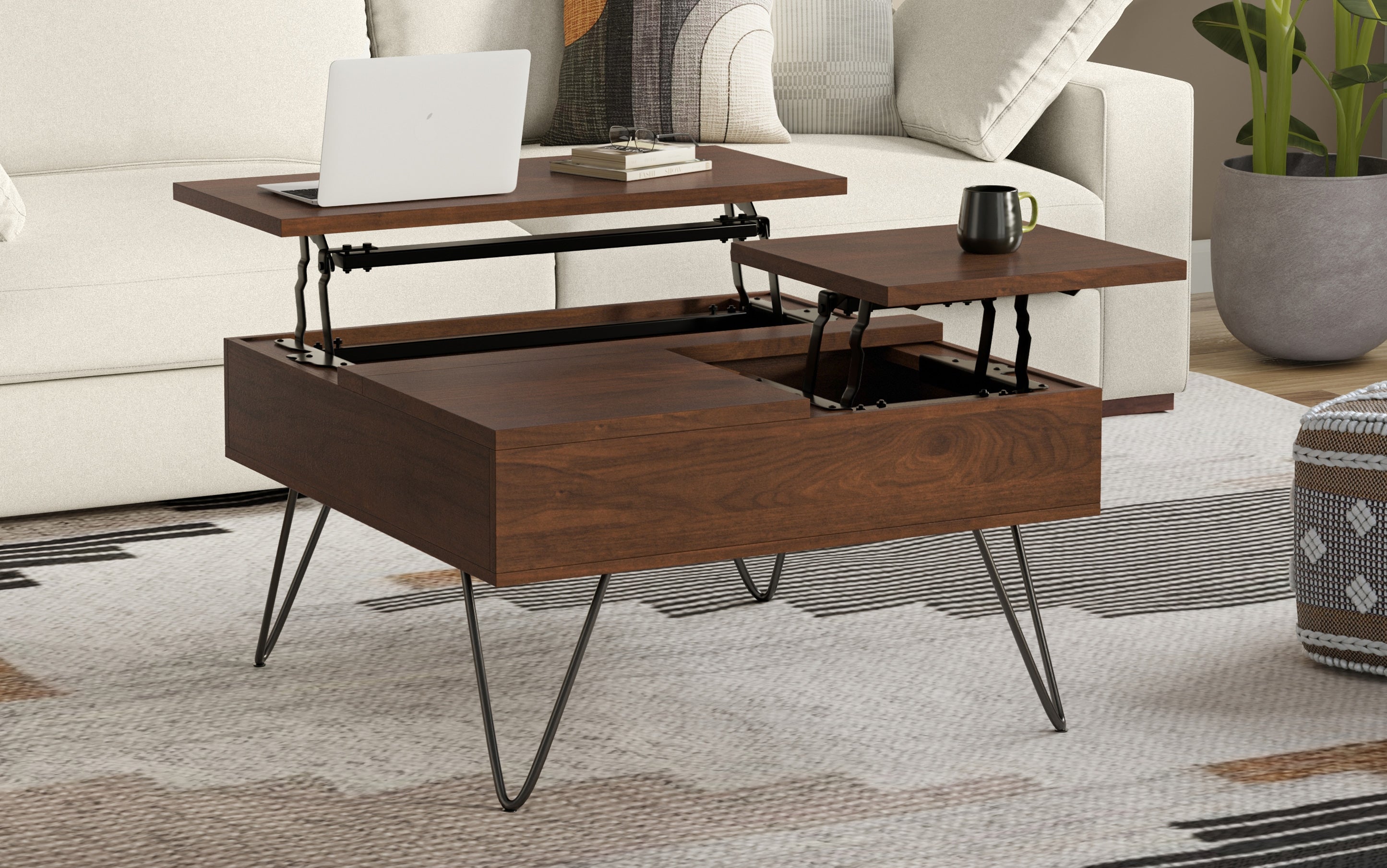Hunter Lift Top Square Coffee Table in Walnut