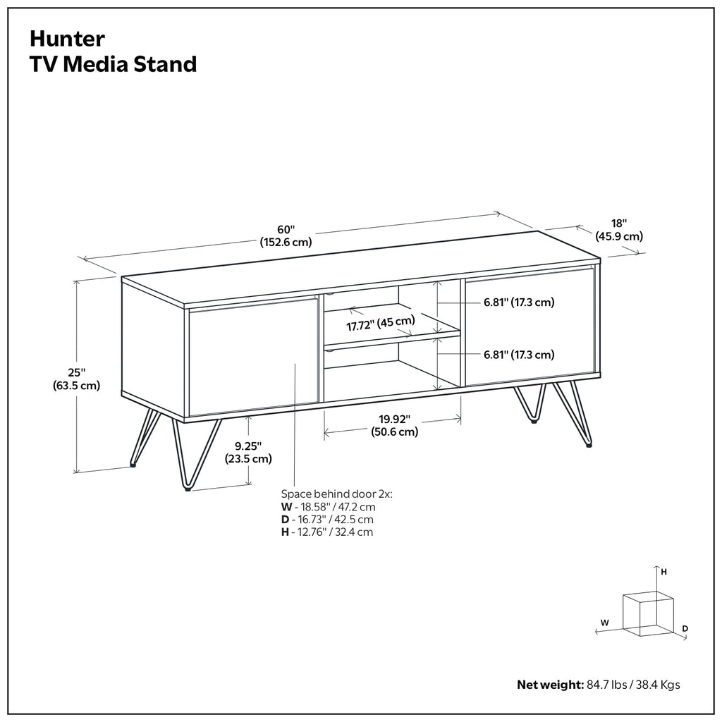 Hunter TV Media Stand in Oak