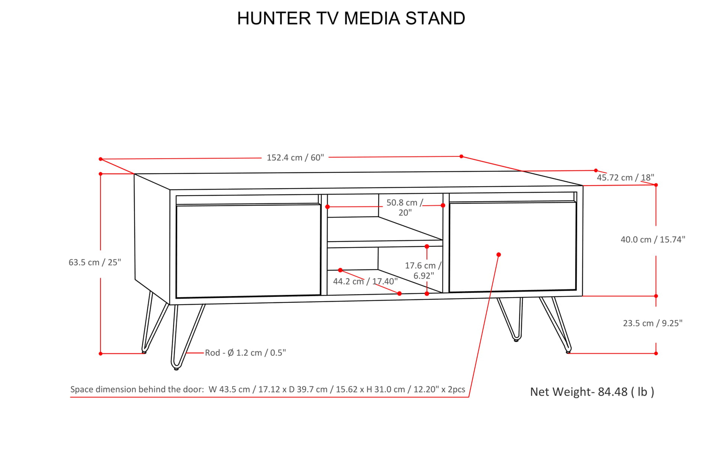 Hunter TV Media Stand in Walnut