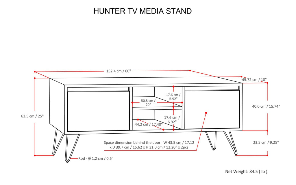 Hunter TV Media Stand in Mango
