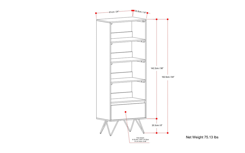 Hunter Tall Bookcase in Mango