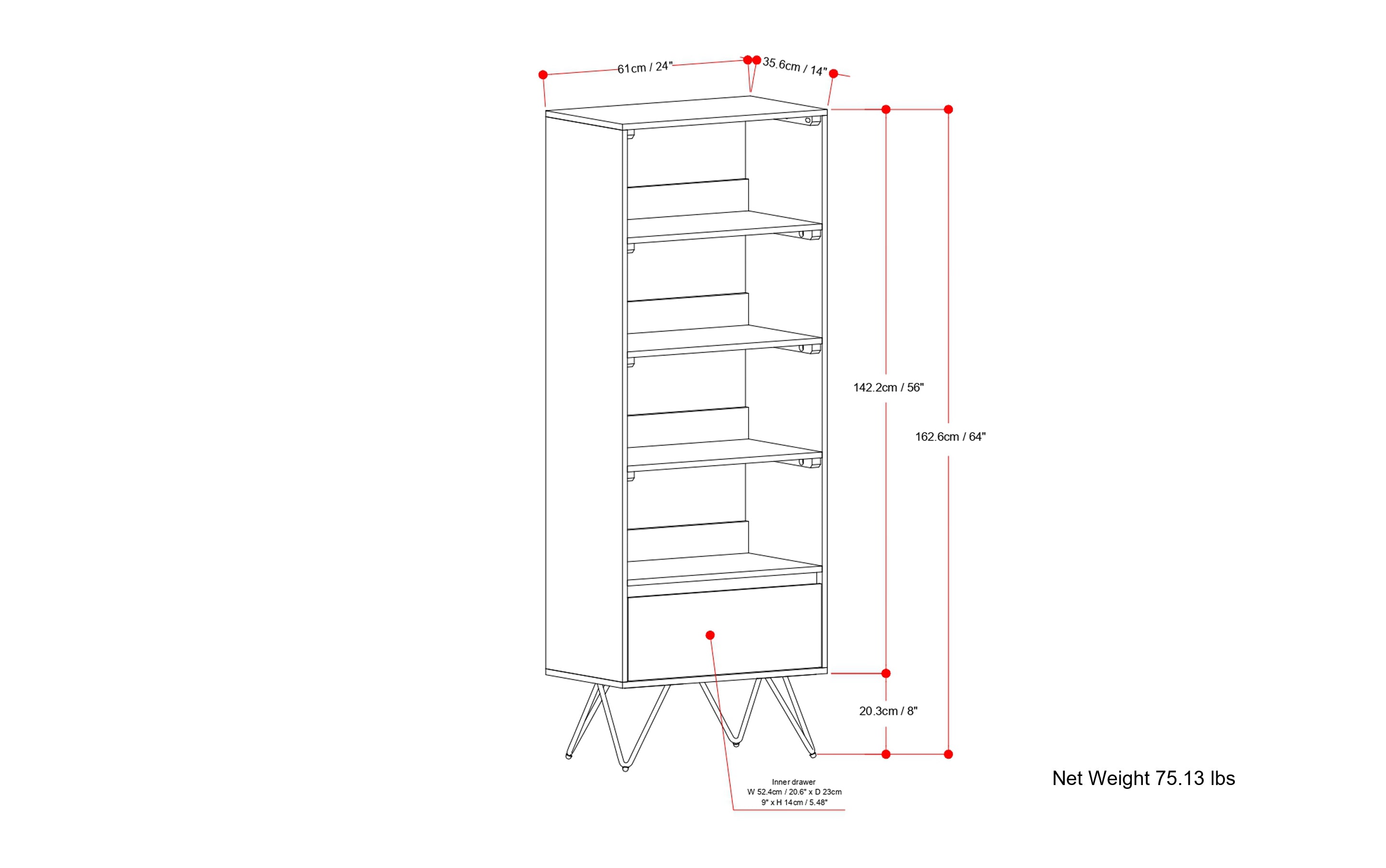 Hunter Tall Bookcase in Mango