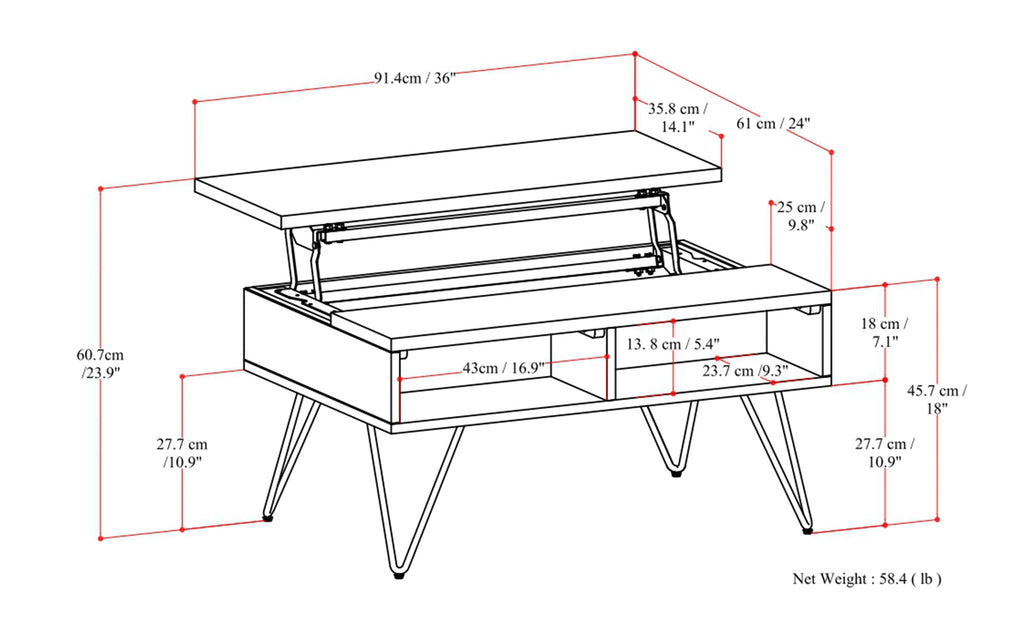 Hunter Small Lift Top Coffee Table in Oak