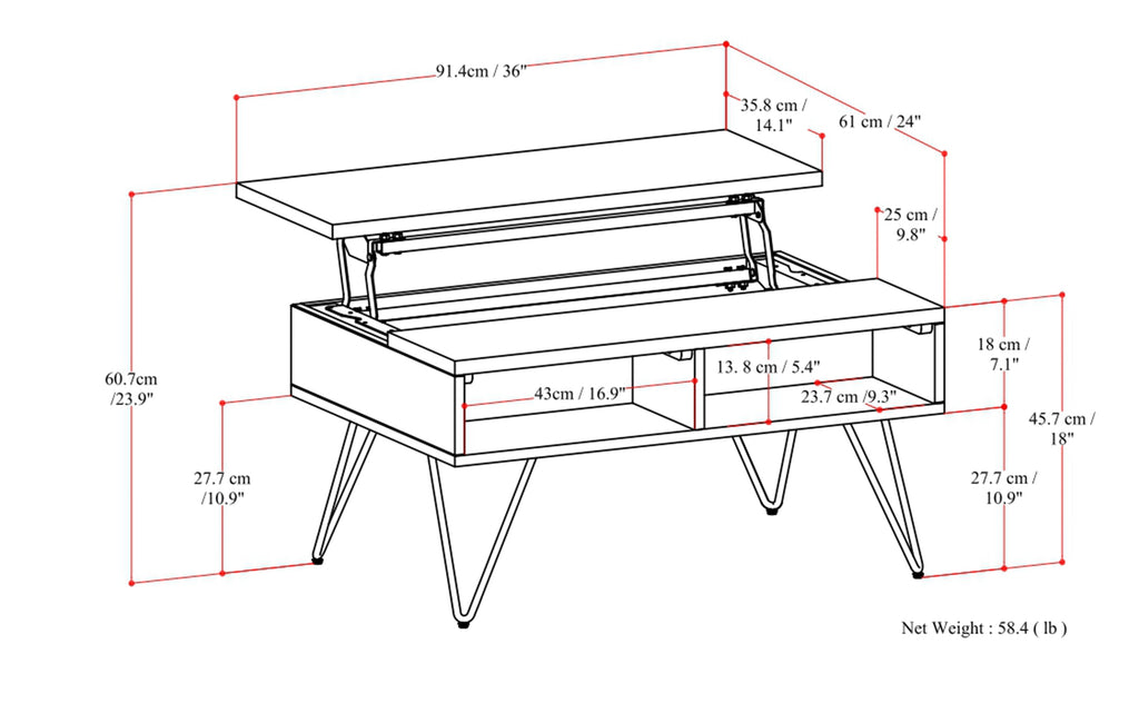 Hunter Small Lift Top Coffee Table in Walnut