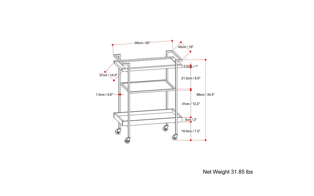 Jace 26 inch Bar Cart in Mango