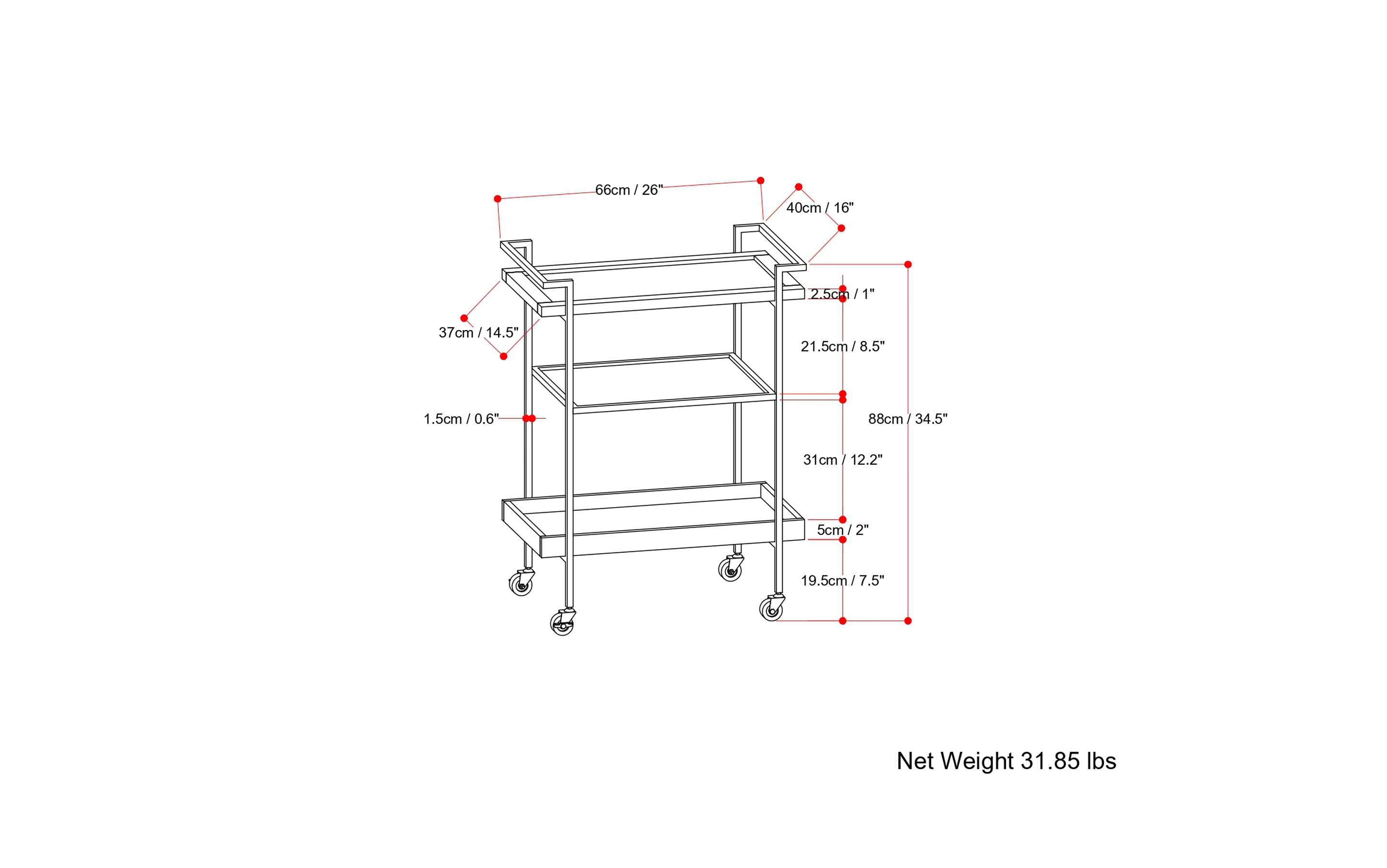 Jace 26 inch Bar Cart in Mango