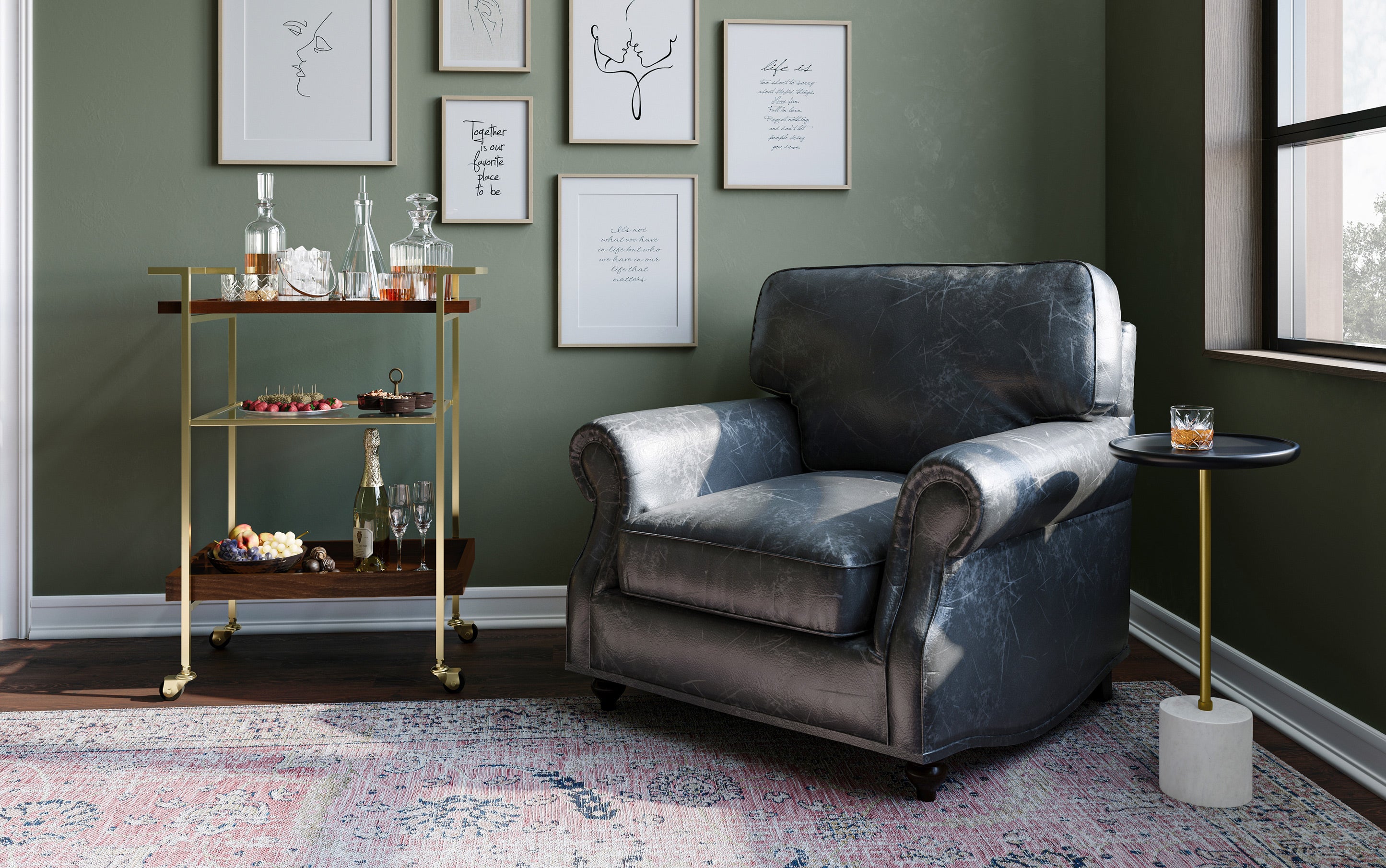 Jace 26 inch Bar Cart in Mango