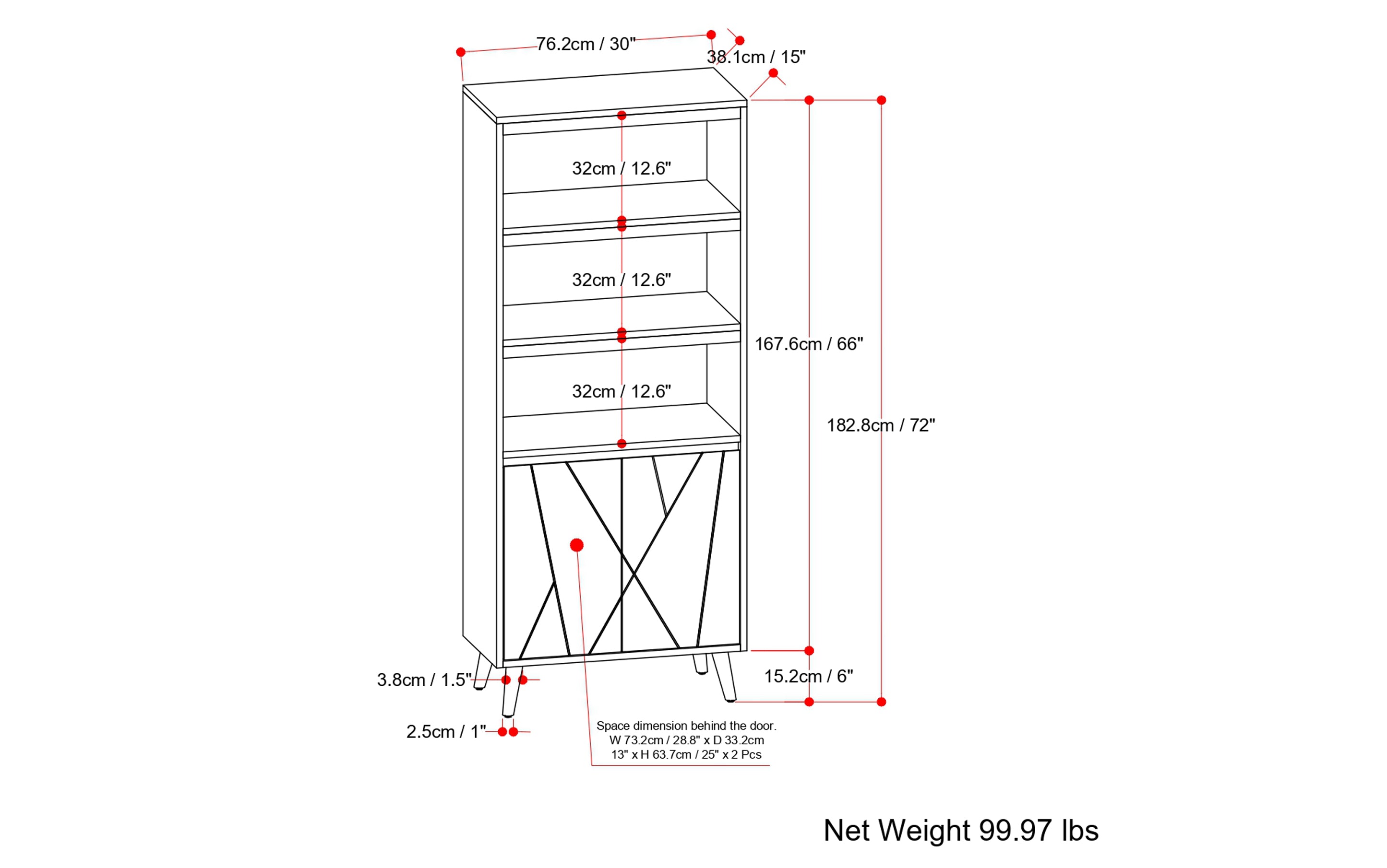 Jager Bookshelf with Doors in Mango