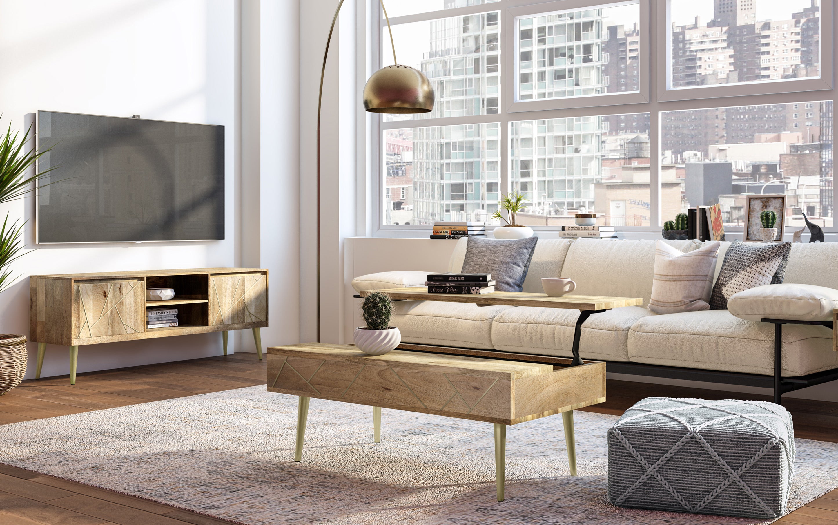 Jager Large Lift Top Coffee Table in Mango