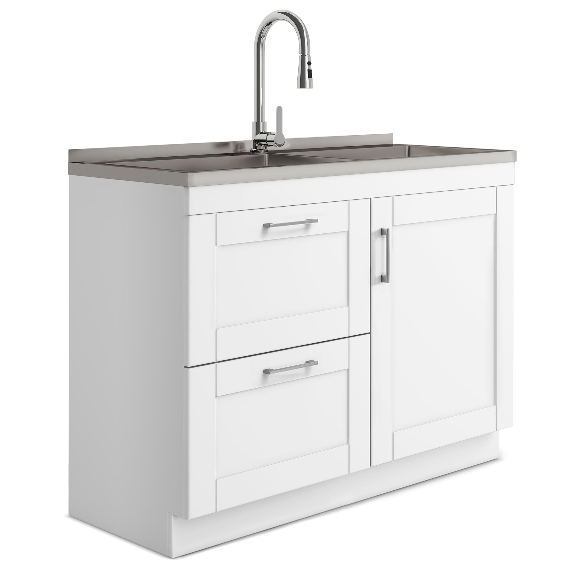 Modern Wide Shaker All-In-One 46 inch Laundry Utility Sink and Cabinet