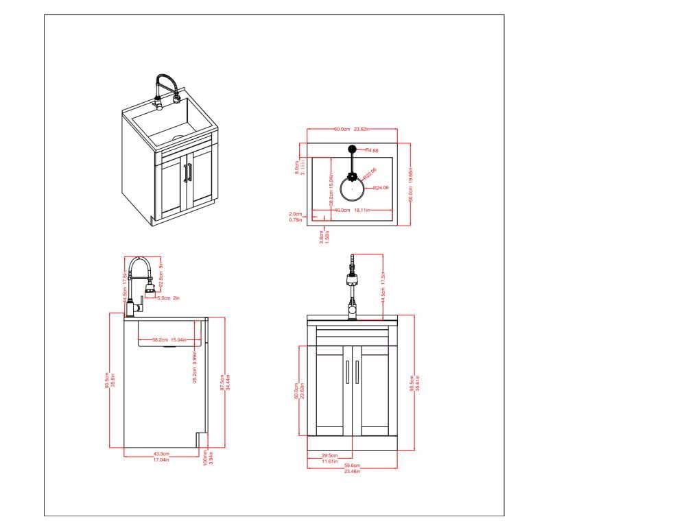 Hennessy All-In-One 24 inch Laundry Utility Sink and Cabinet