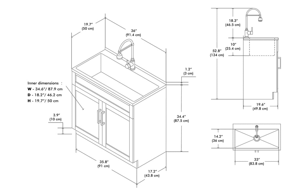 Hennessy All-In-One 36-inch Laundry Utility Sink and Cabinet