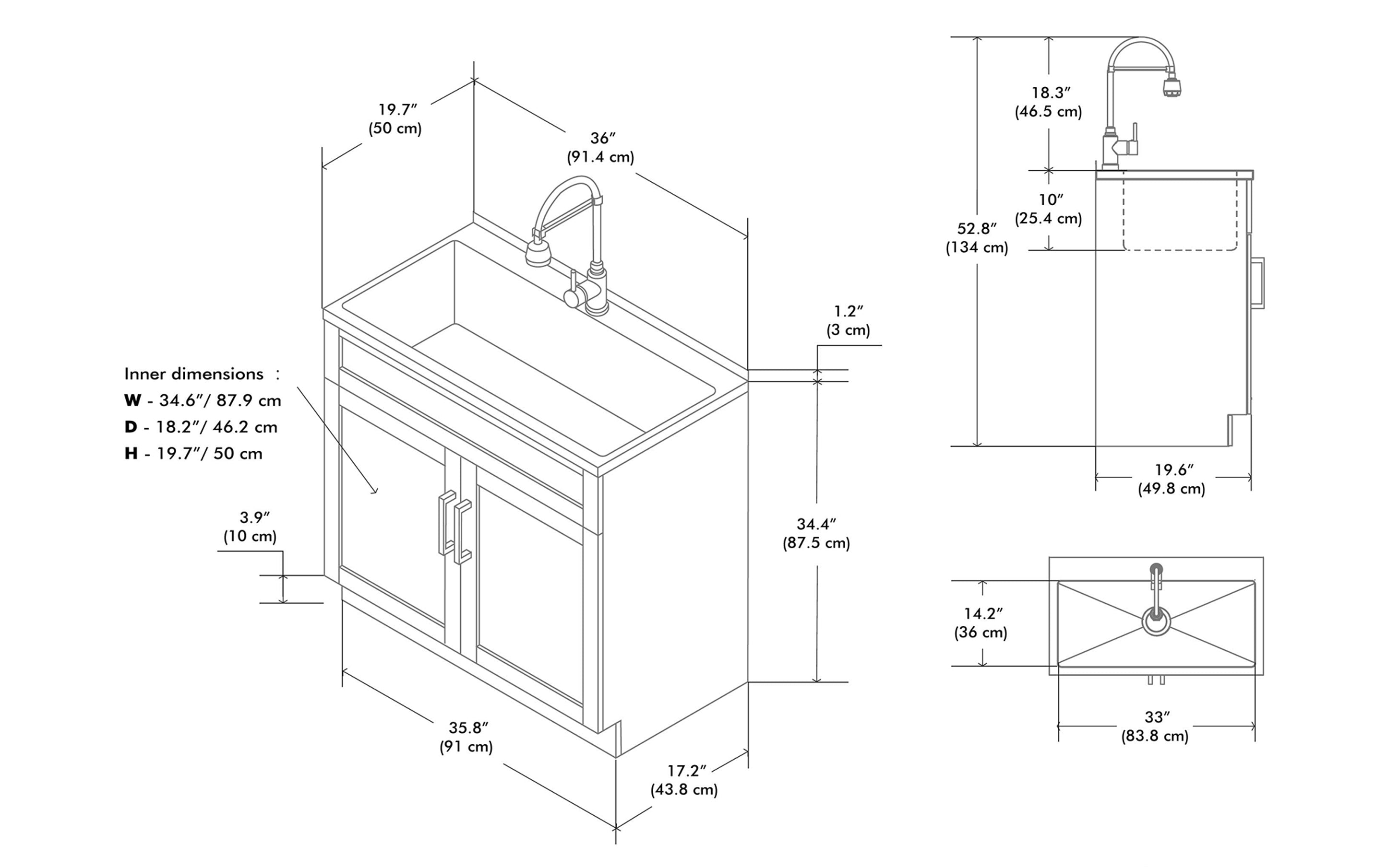 Hennessy All-In-One 36-inch Laundry Utility Sink and Cabinet