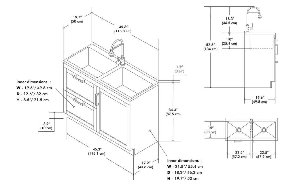 Hennessy All-In-One 46-inch Laundry Utility Sink and Cabinet