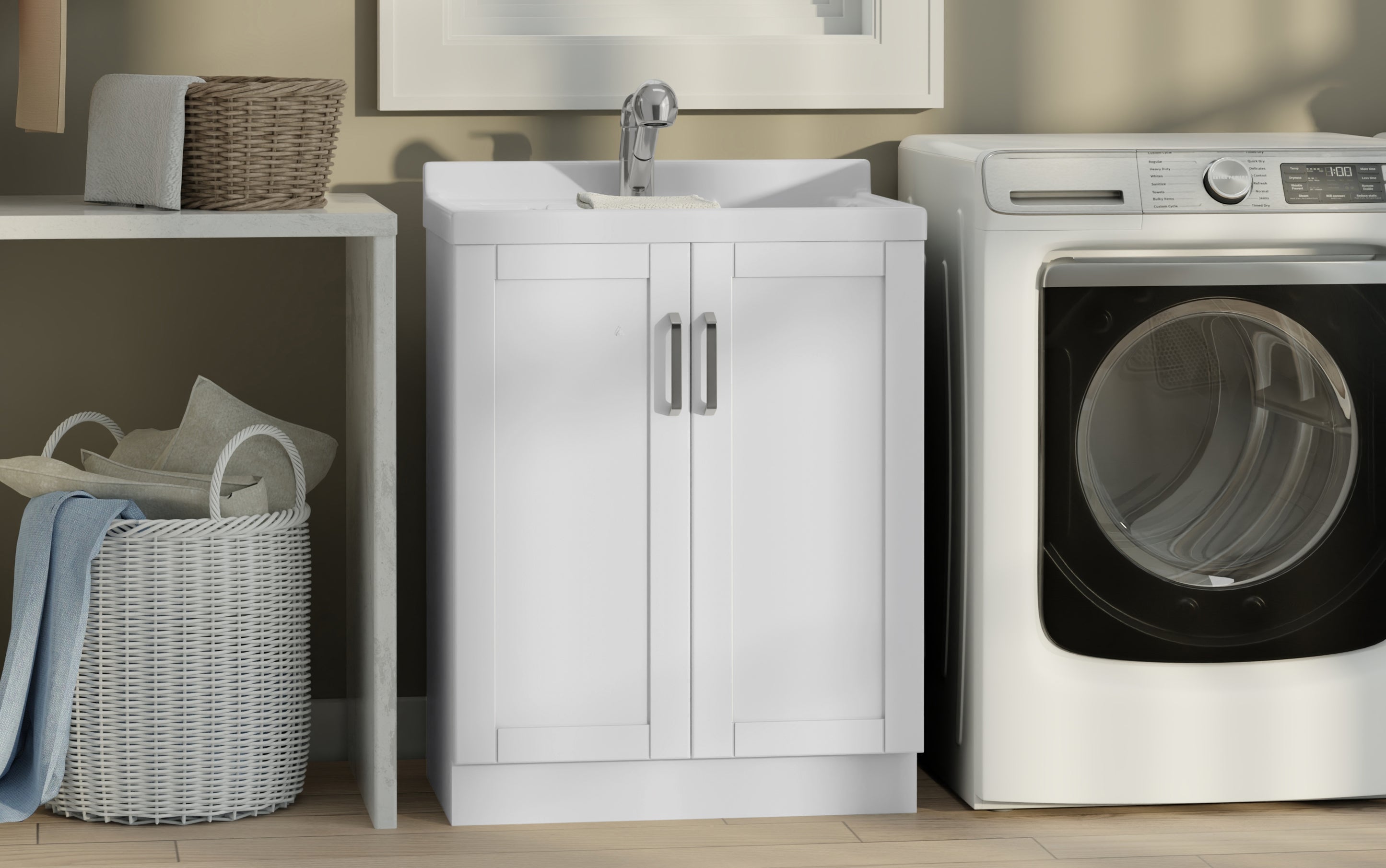 Kyle All-In-One 28-inch Laundry Utility Sink and Cabinet with ABS Sink