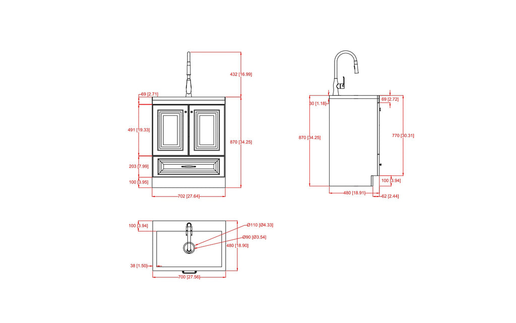 Lawrence All-In-One 28 inch Laundry Utility Sink and Cabinet