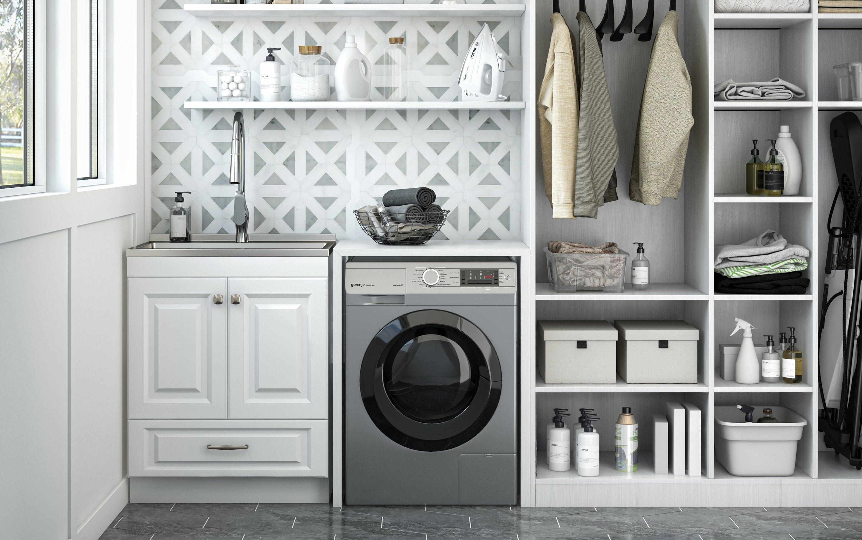 Lawrence All-In-One 28 inch Laundry Utility Sink and Cabinet