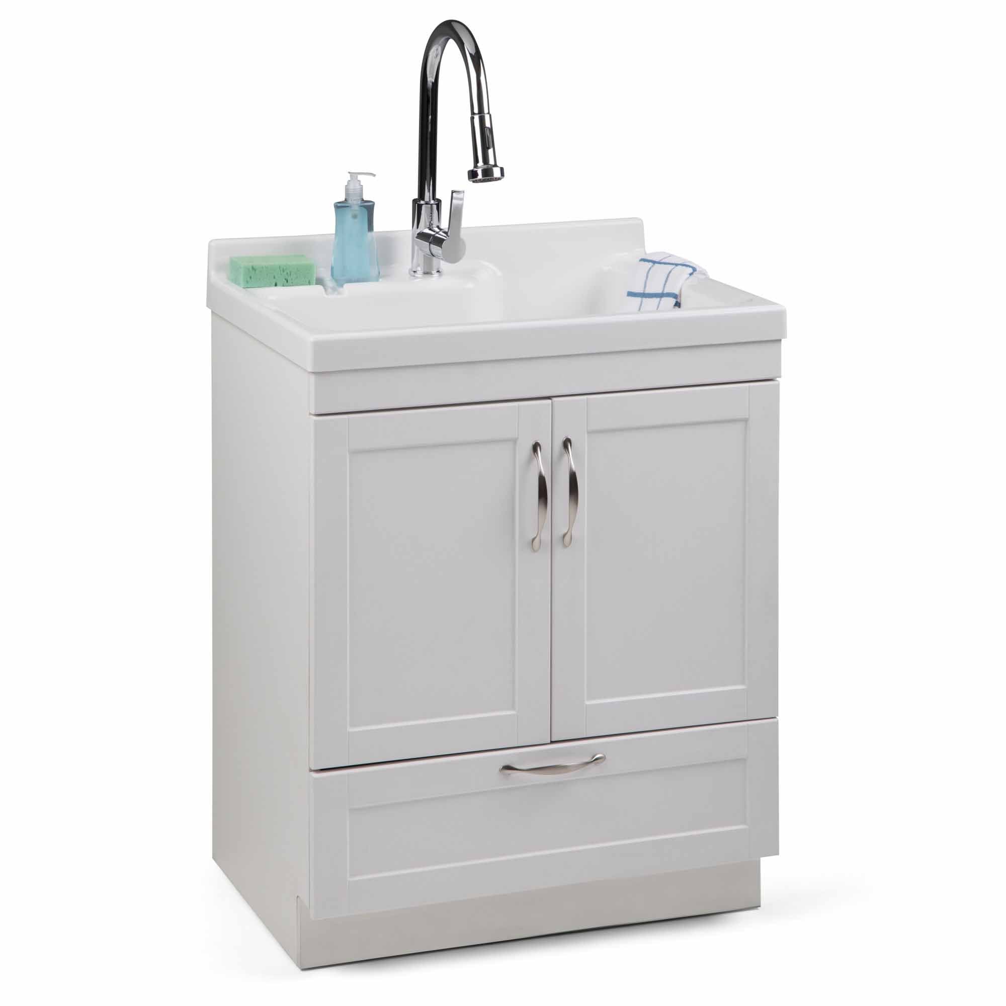 Maile All-In-One 28 inch Laundry Utility Sink and Cabinet with ABS Sink