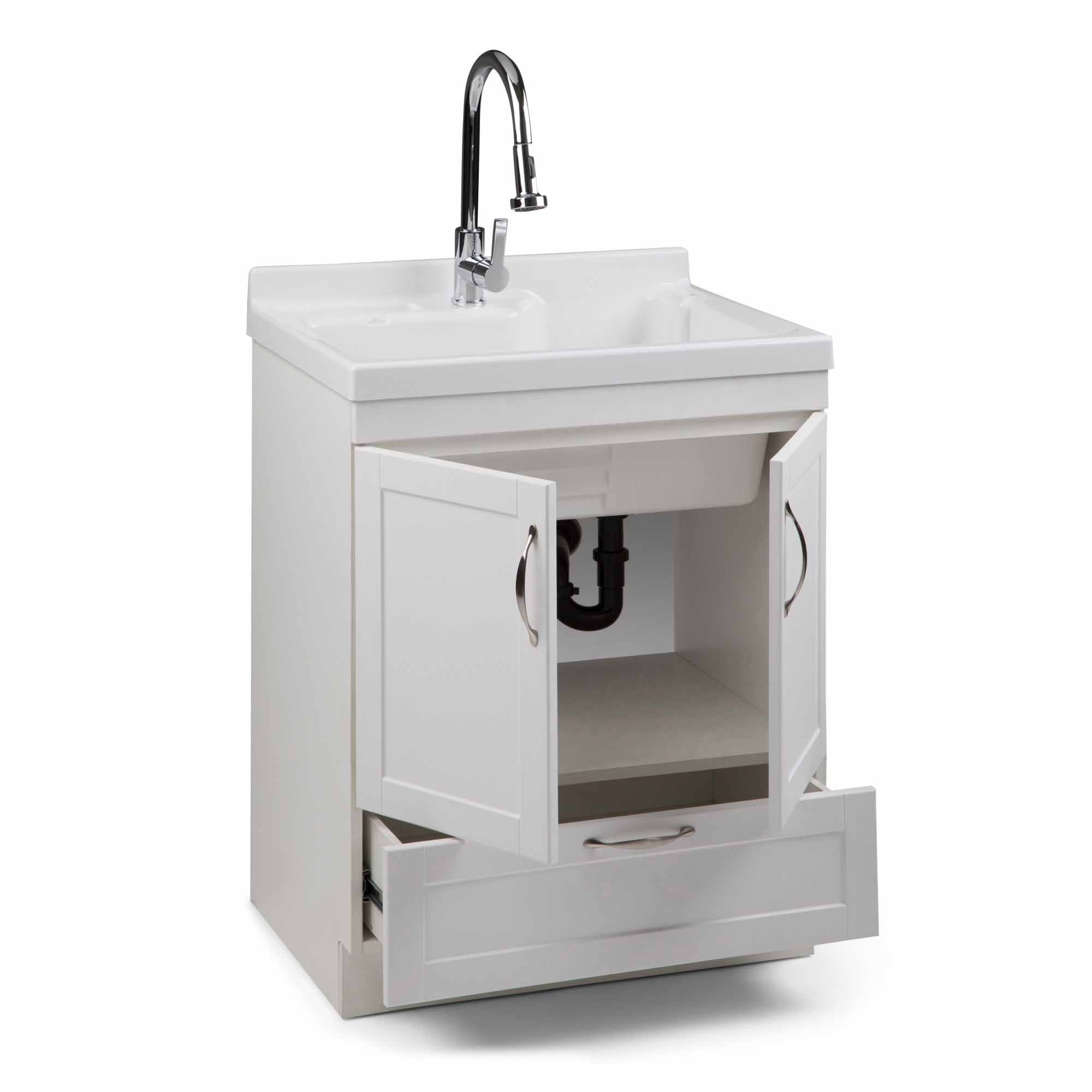 Maile All-In-One 28 inch Laundry Utility Sink and Cabinet with ABS Sink