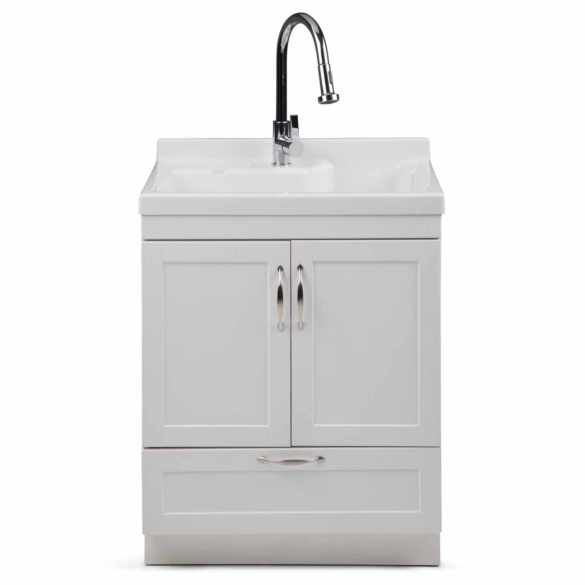 Maile All-In-One 28 inch Laundry Utility Sink and Cabinet with ABS Sink