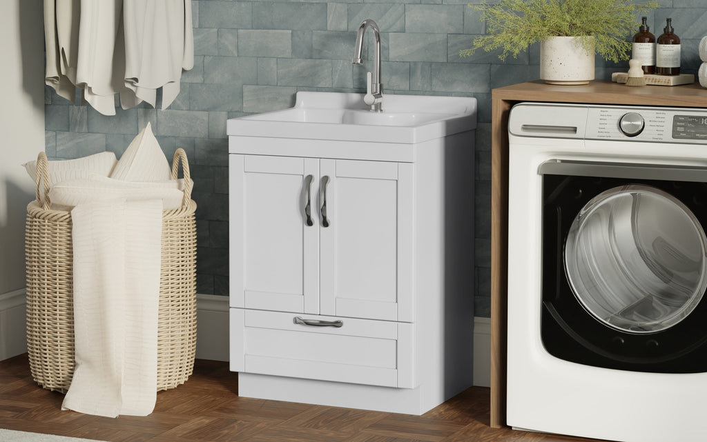 Maile All-In-One 24-inch Laundry Utility Sink and Cabinet with ABS Sink