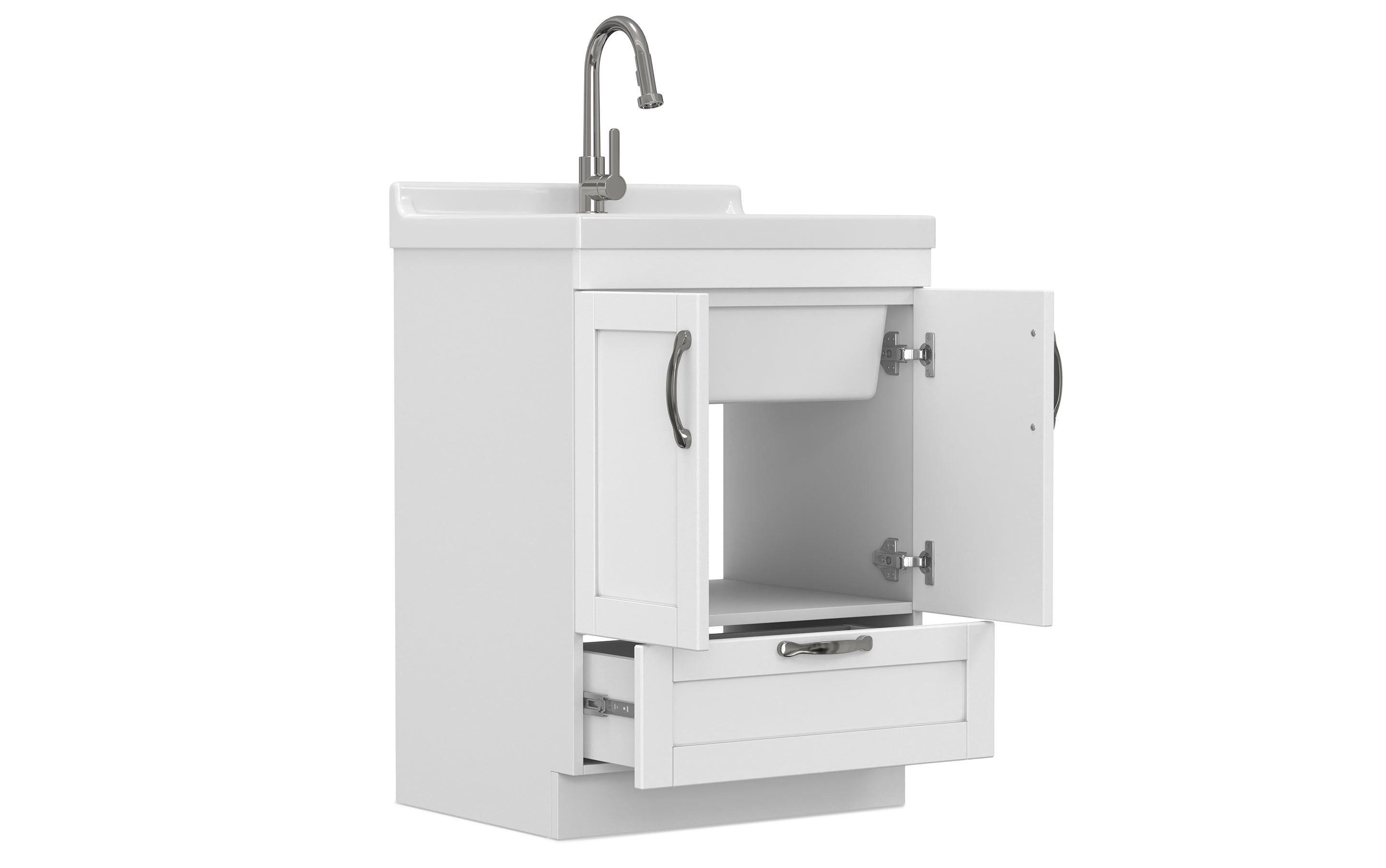 Maile All-In-One 24-inch Laundry Utility Sink and Cabinet with ABS Sink