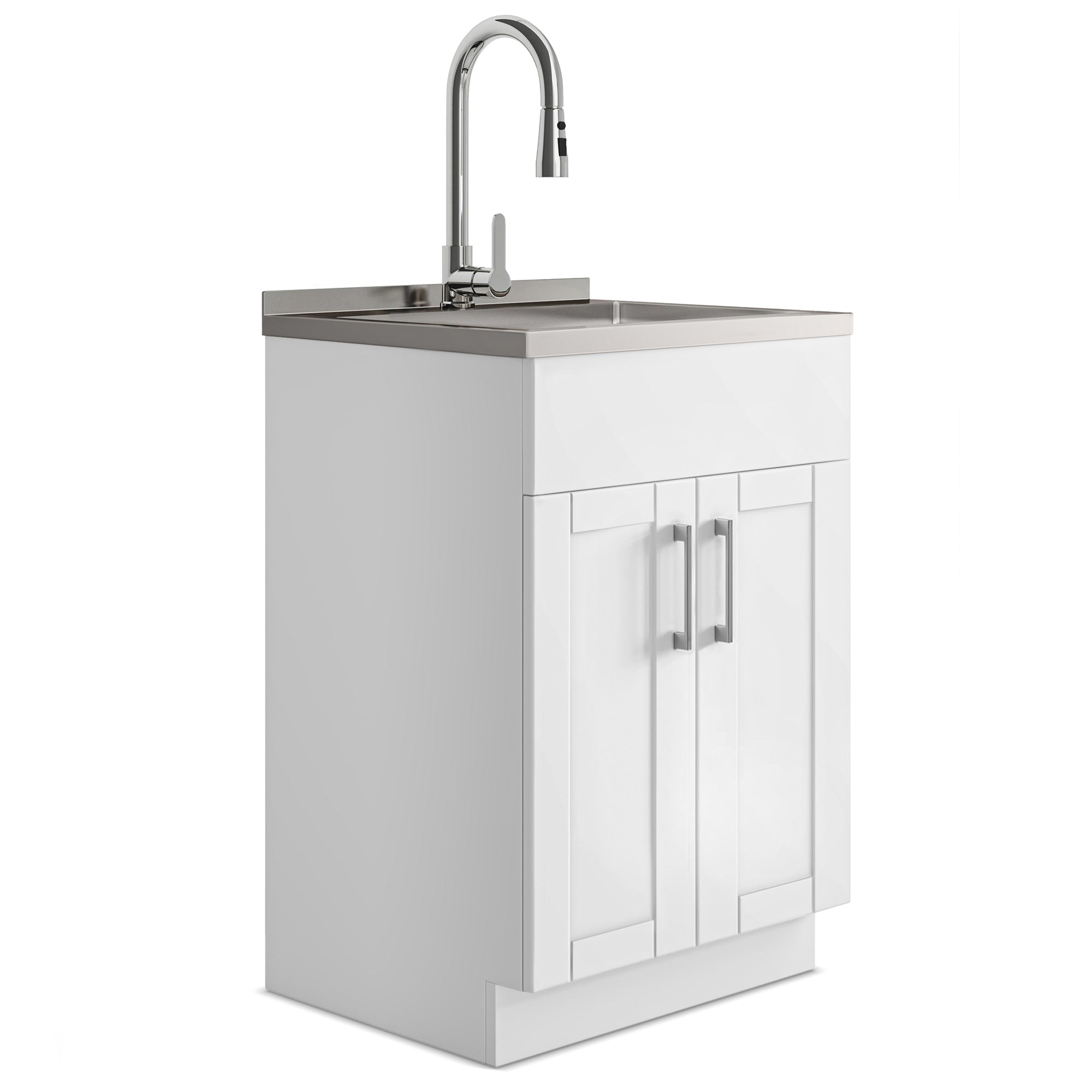 Modern Wide Shaker All-In-One 24-inch Laundry Utility Sink and Cabinet
