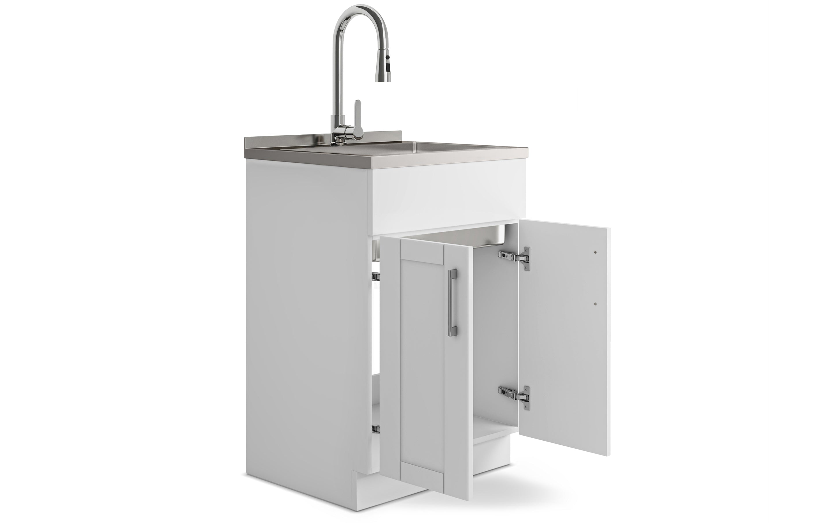 Modern Wide Shaker All-In-One 24-inch Laundry Utility Sink and Cabinet