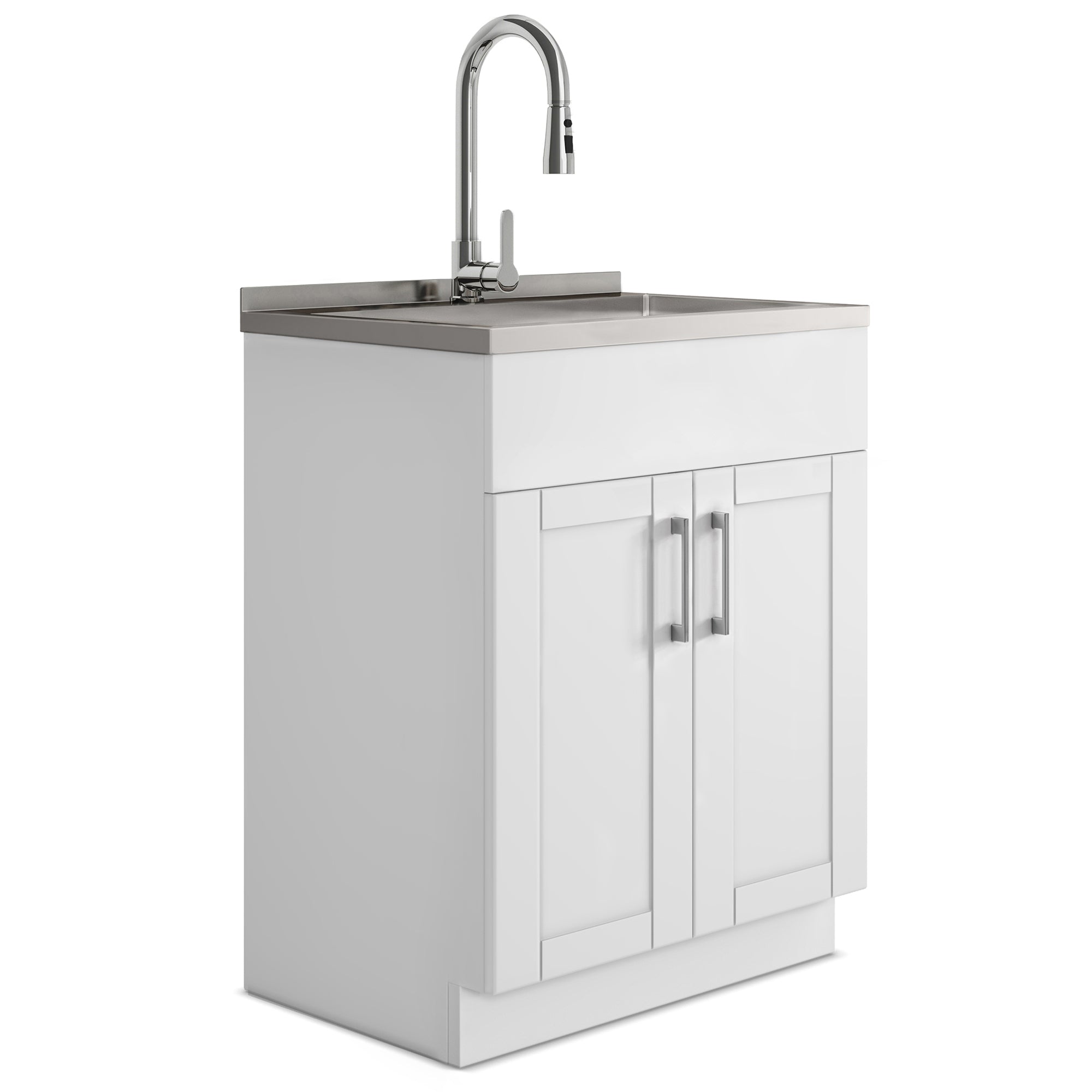 Modern Wide Shaker All-In-One 28-inch Laundry Utility Sink and Cabinet
