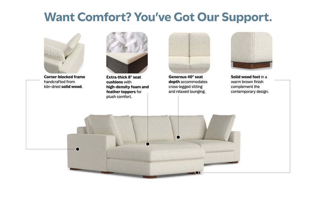 Charlie Deep Seater Left Sectional Sofa