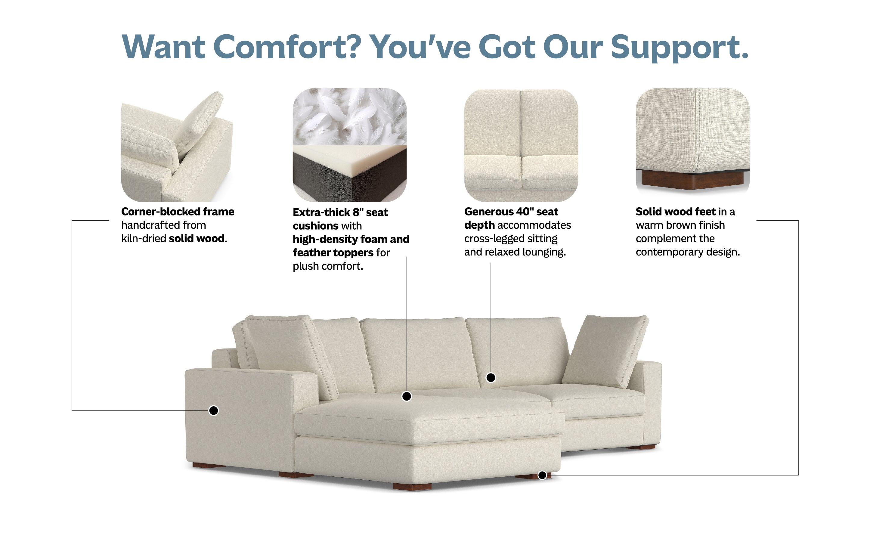 Charlie Deep Seater Left Sectional Sofa