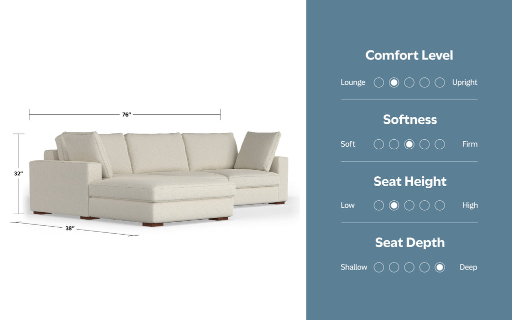 Charlie Deep Seater Left Sectional Sofa