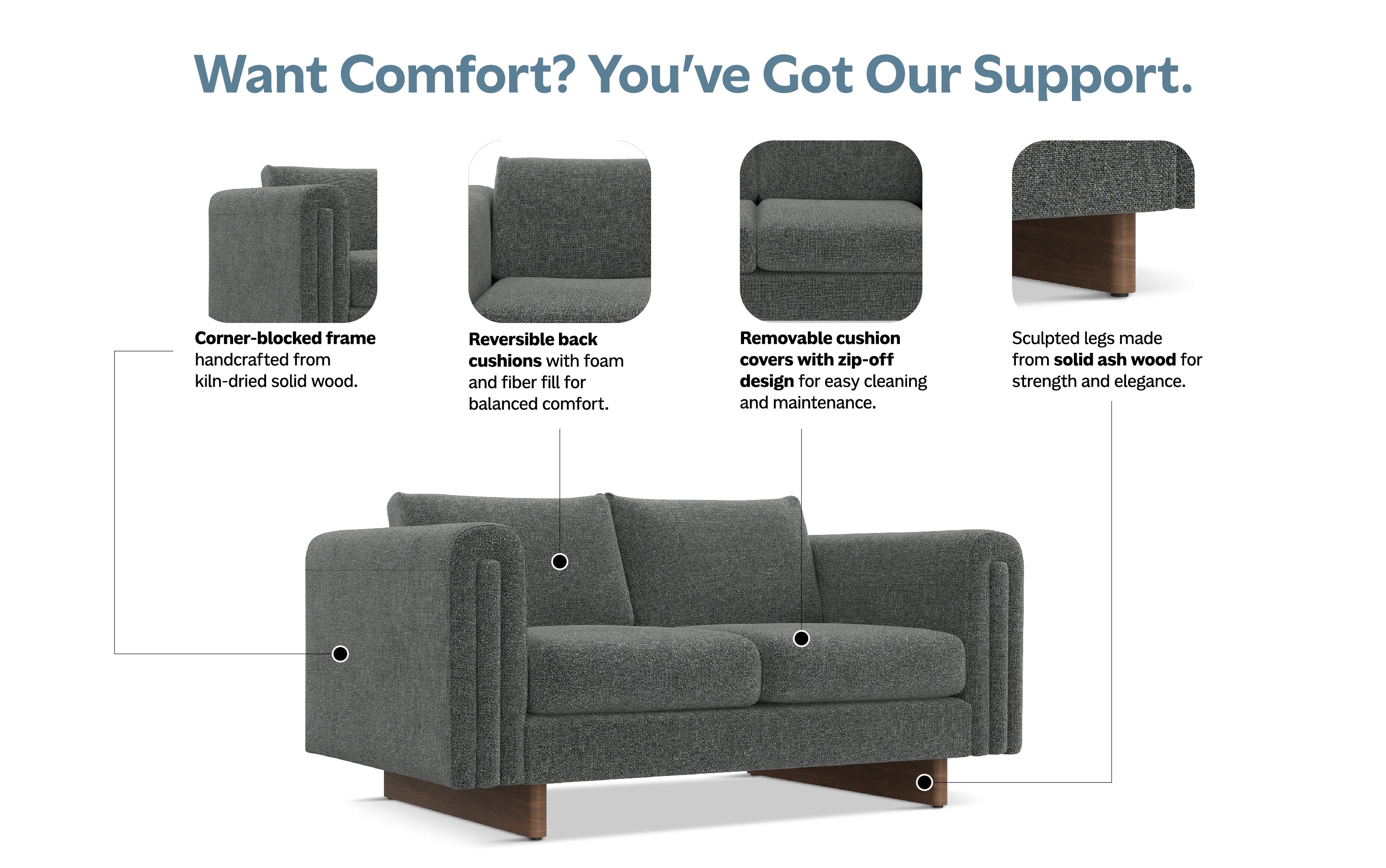 Jones 61 inch Loveseat in Performance Fabric