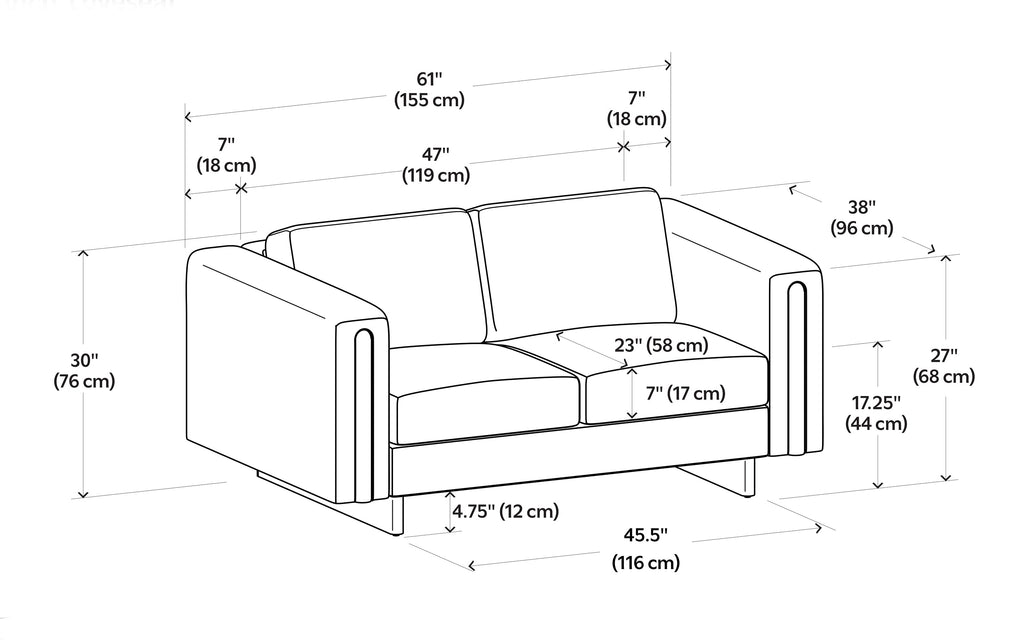 Jones 61 inch Loveseat in Performance Fabric