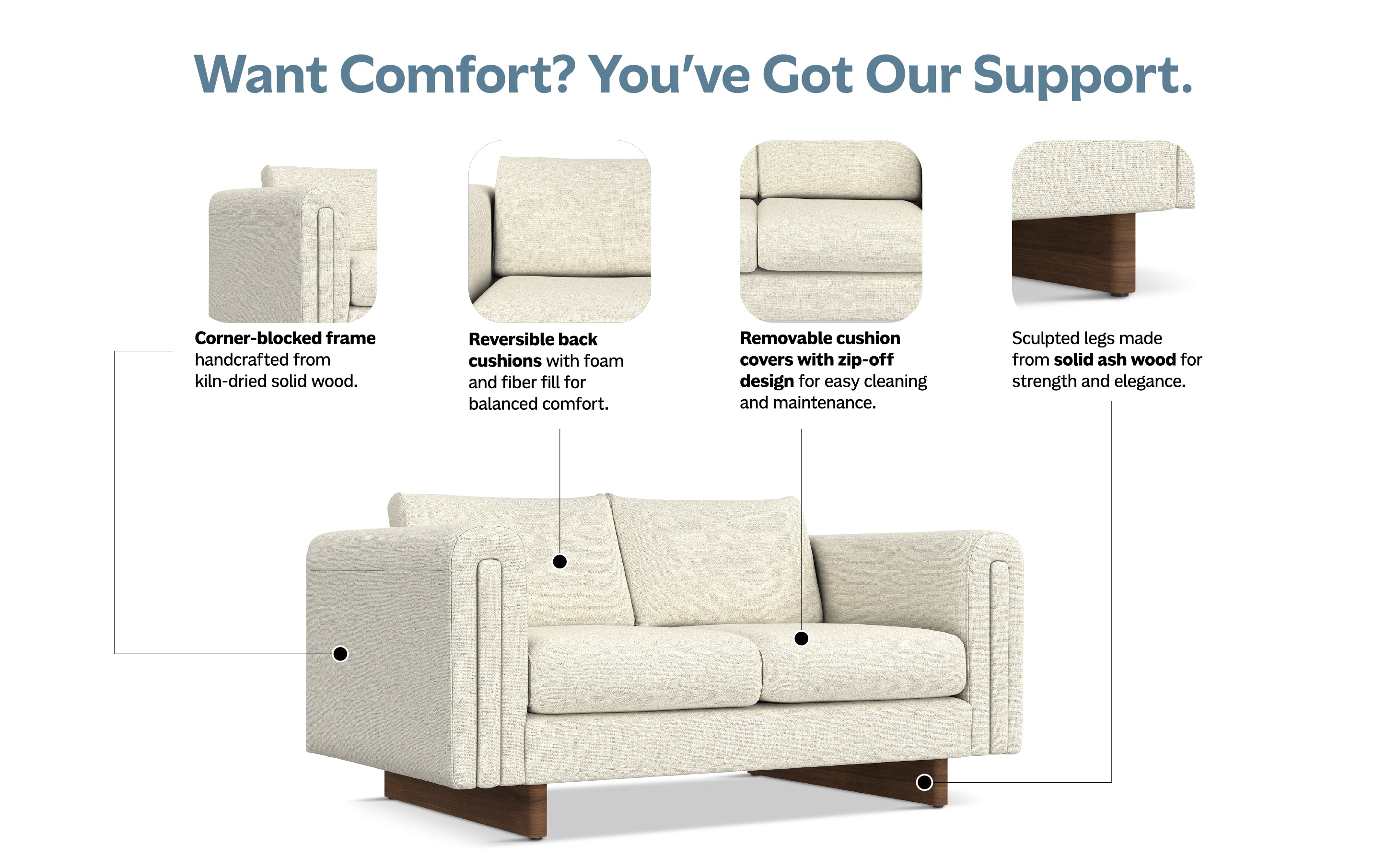 Jones 61 inch Loveseat in Performance Fabric