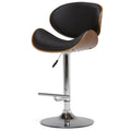 Marana Bentwood Adjustable Swivel Bar Stool in Vegan Leather