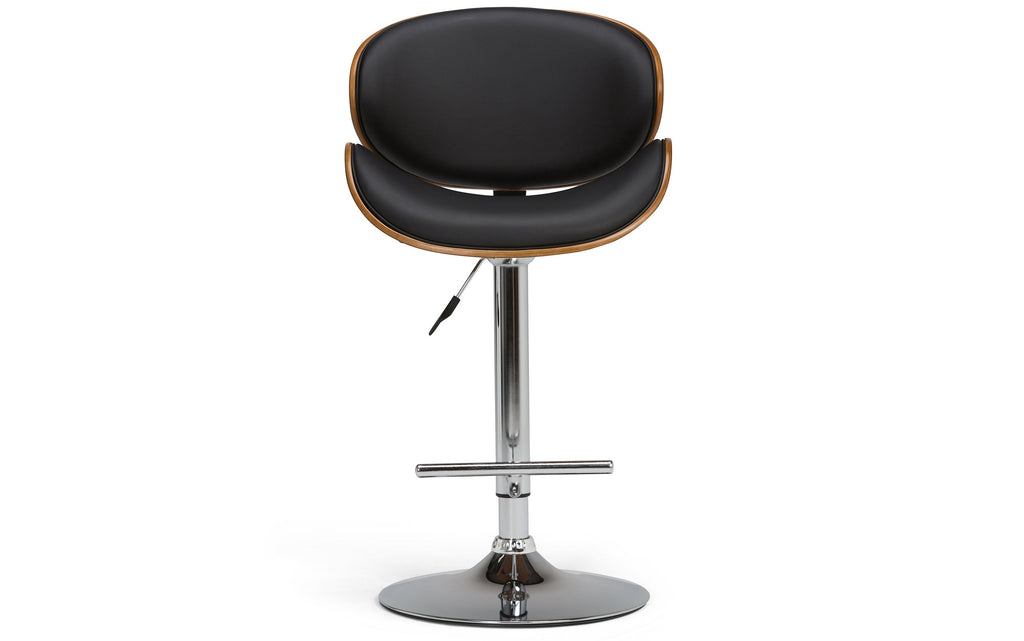 Marana Bentwood Adjustable Swivel Bar Stool in Vegan Leather