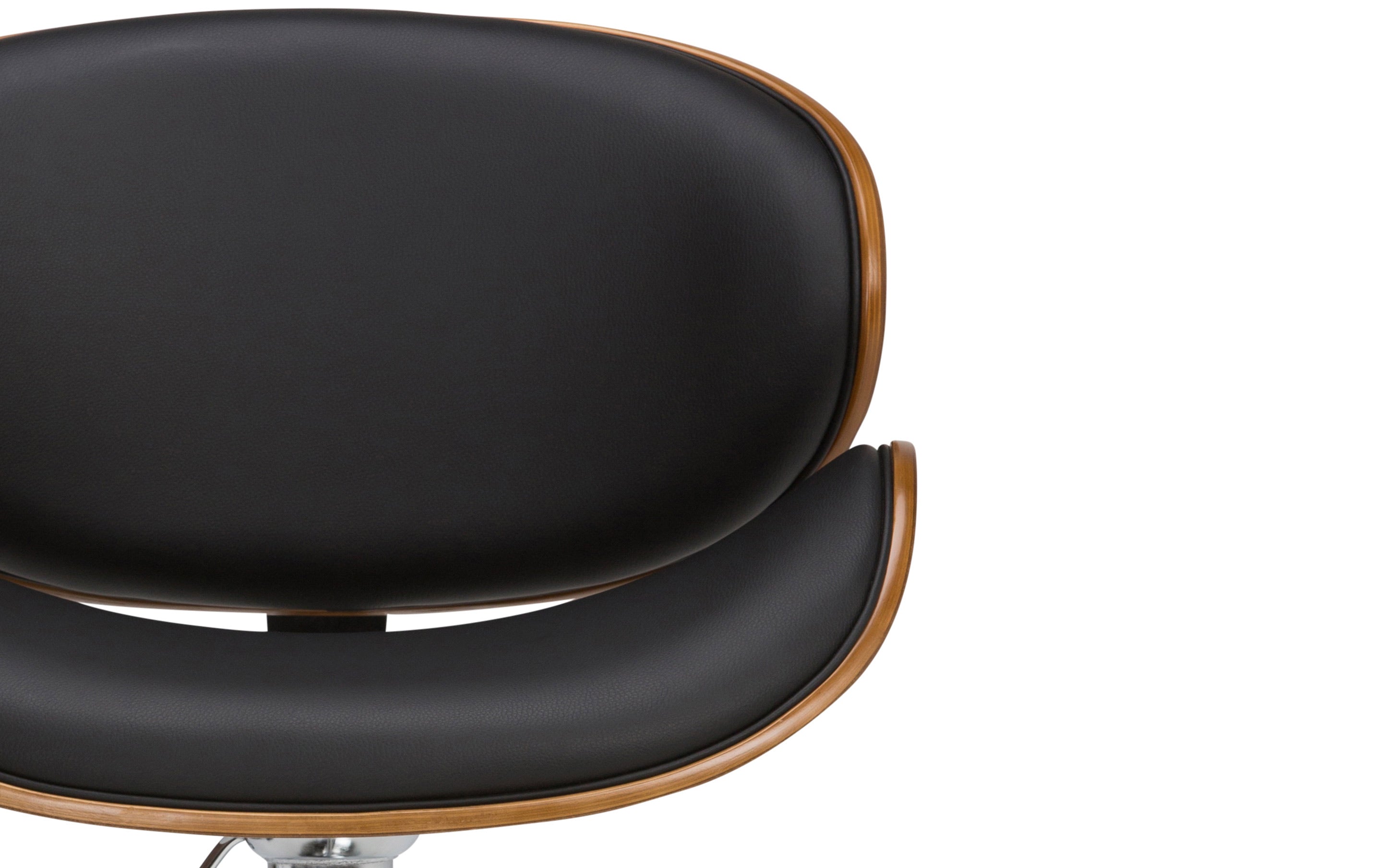 Marana Bentwood Adjustable Swivel Bar Stool in Vegan Leather