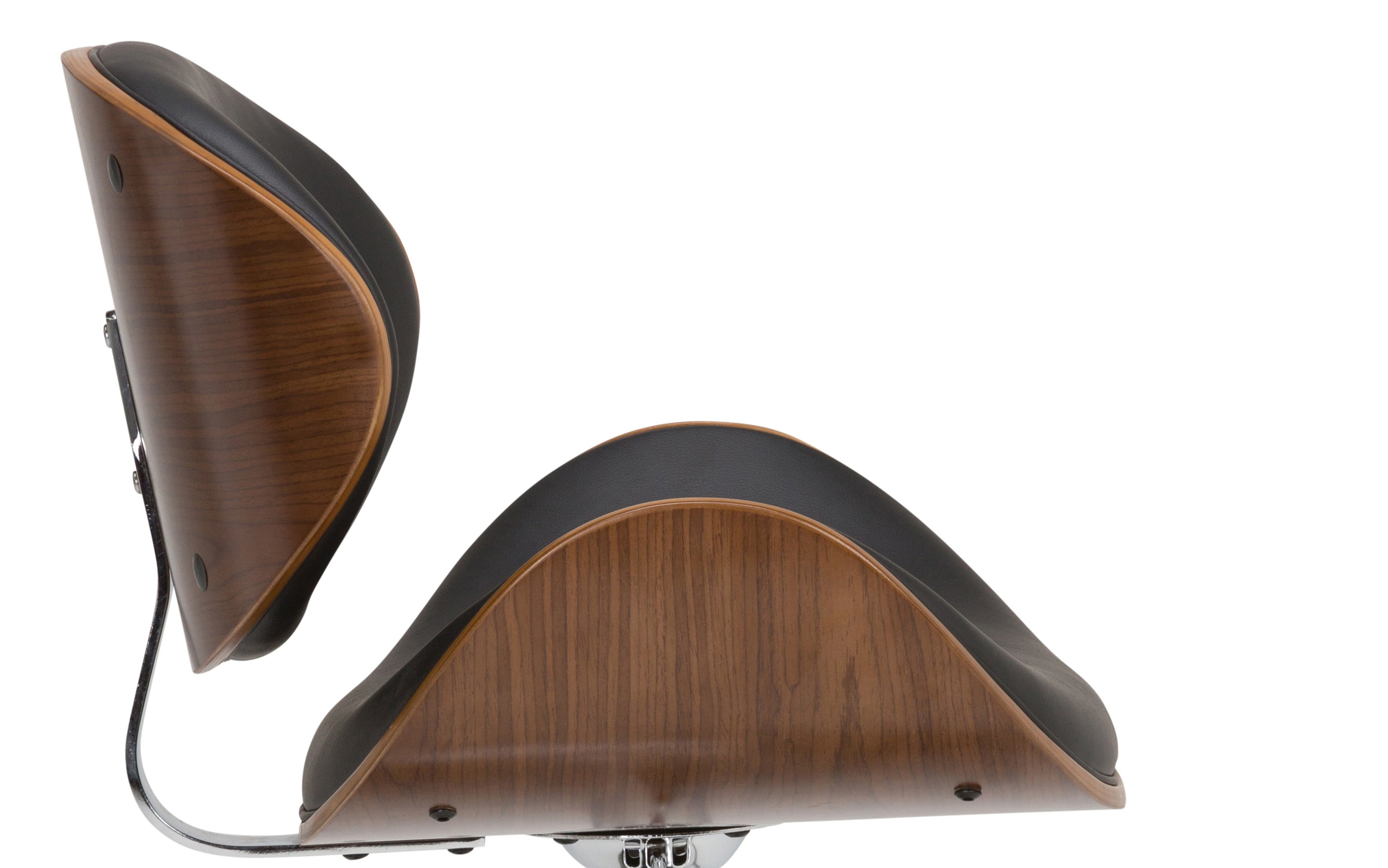 Marana Bentwood Adjustable Swivel Bar Stool in Vegan Leather