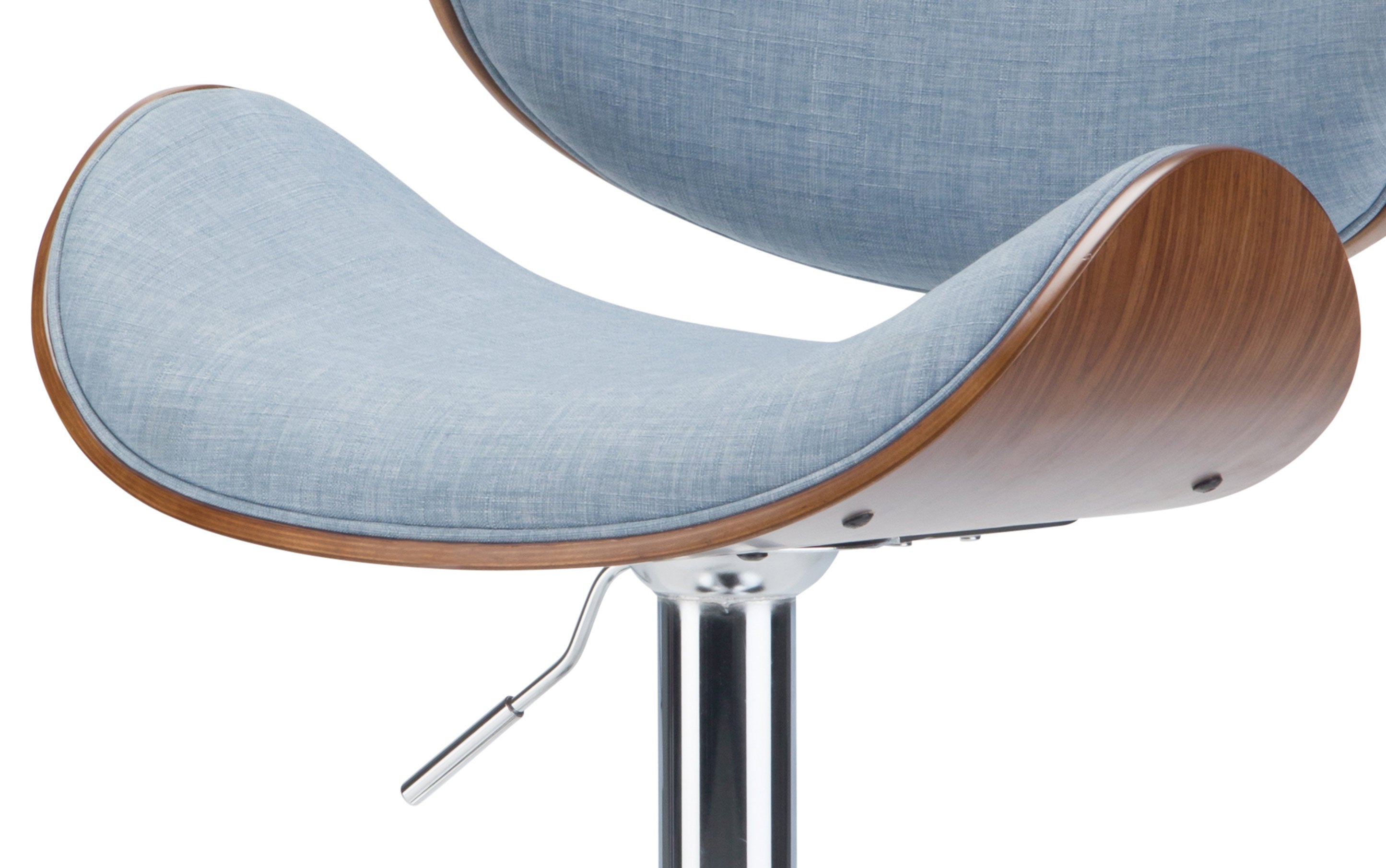 Marana Bentwood Adjustable Swivel Bar Stool in Linen Style Fabric