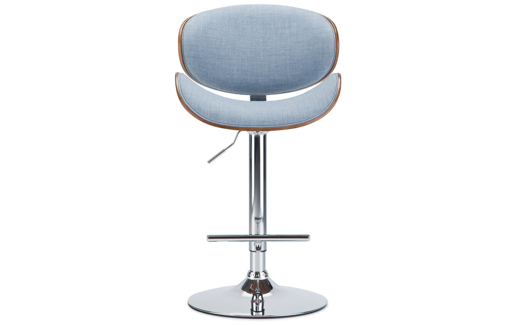 Marana Bentwood Adjustable Swivel Bar Stool in Linen Style Fabric