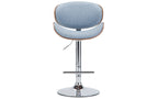 Marana Bentwood Adjustable Swivel Bar Stool in Linen Style Fabric