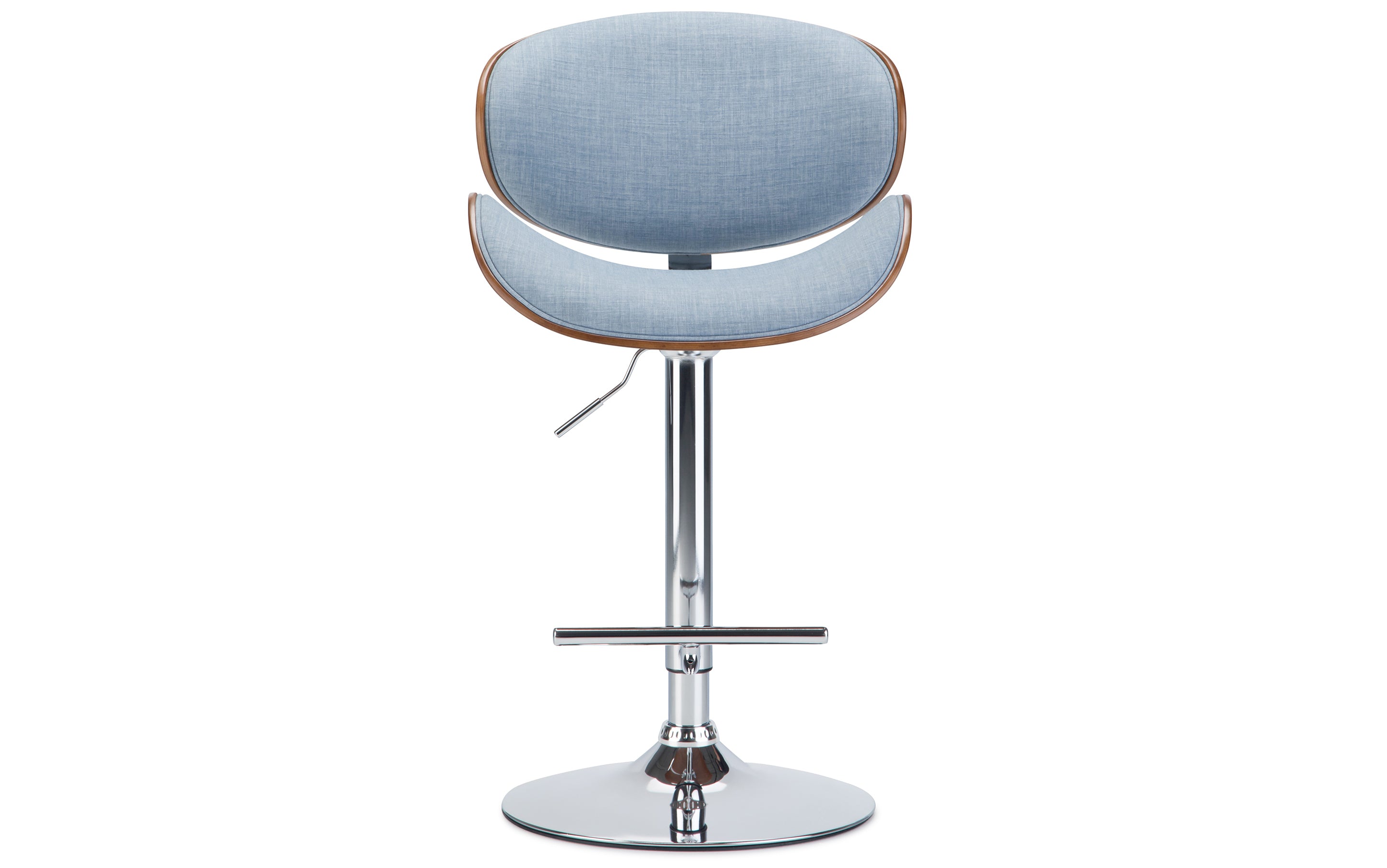 Marana Bentwood Adjustable Swivel Bar Stool in Linen Style Fabric