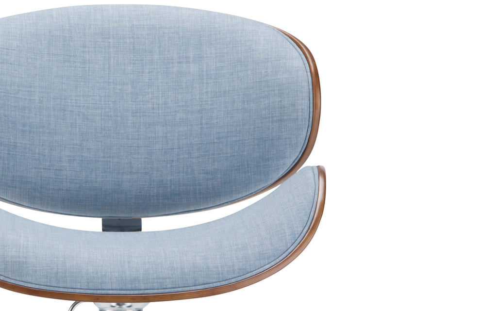 Marana Bentwood Adjustable Swivel Bar Stool in Linen Style Fabric