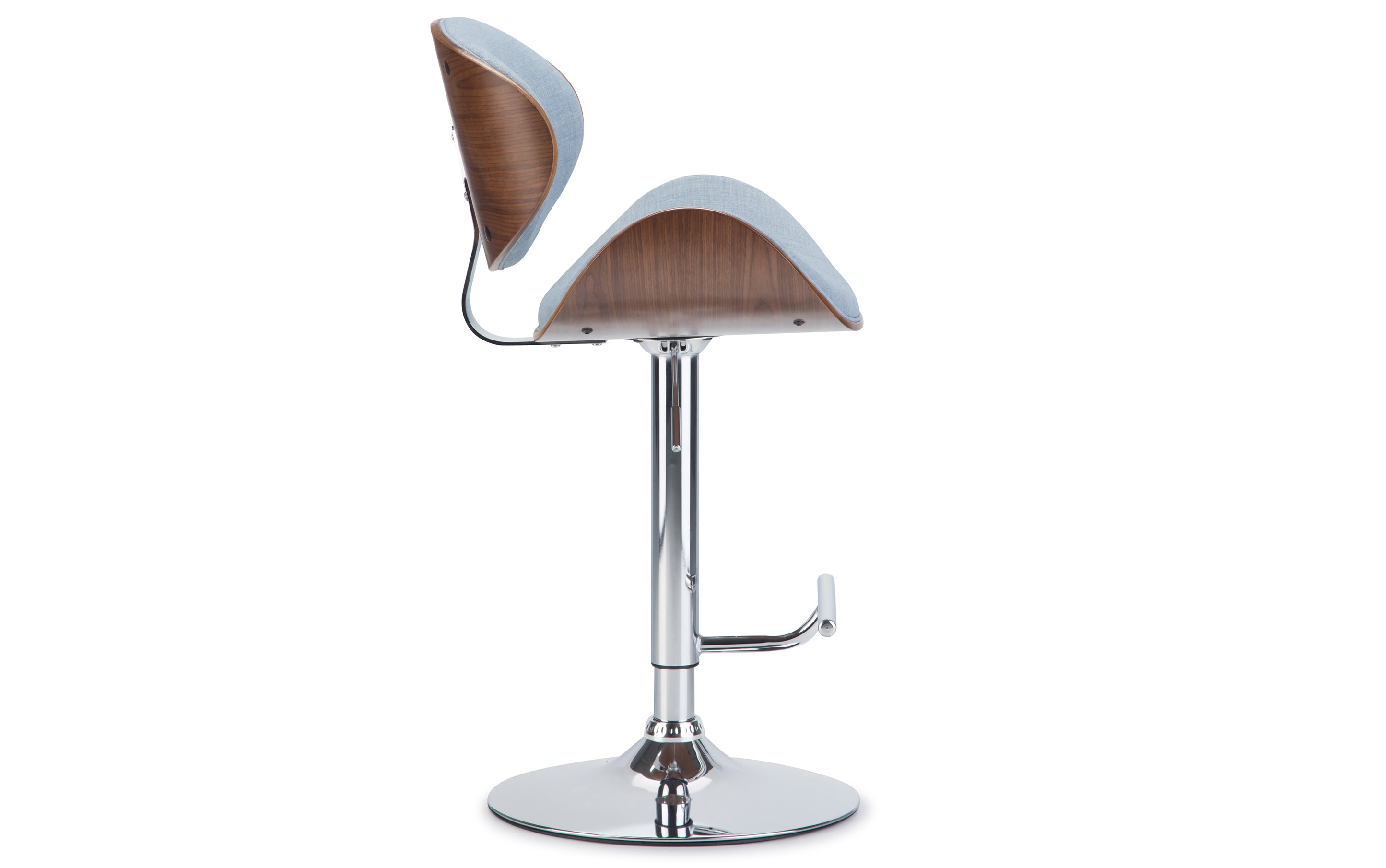 Marana Bentwood Adjustable Swivel Bar Stool in Linen Style Fabric