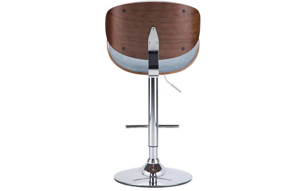 Marana Bentwood Adjustable Swivel Bar Stool in Linen Style Fabric