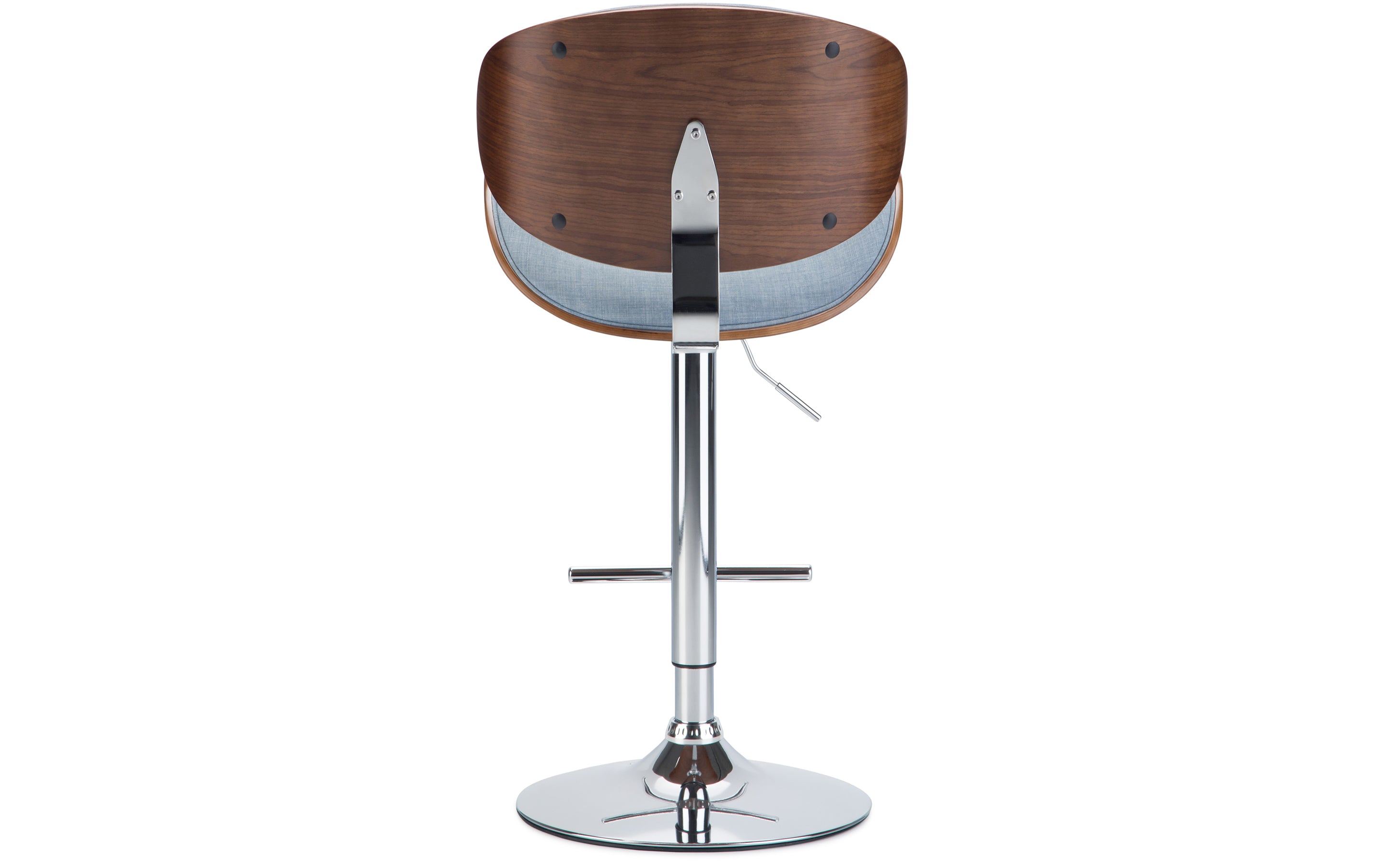 Marana Bentwood Adjustable Swivel Bar Stool in Linen Style Fabric