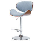 Marana Bentwood Adjustable Swivel Bar Stool in Linen Style Fabric